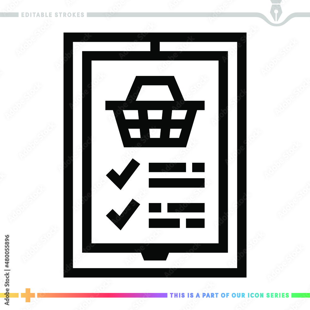 Poster line icon for omnichannel shopping illustrations with editable strokes. this vector graphic has cust