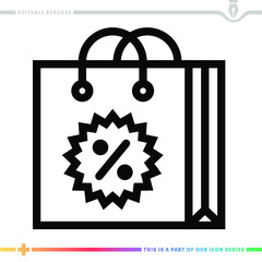 Line icon for discount season illustrations with editable strokes. This vector graphic has customizable stroke width.