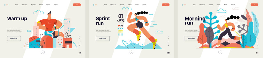 Runners - a set of website templates of running and exercising outside people