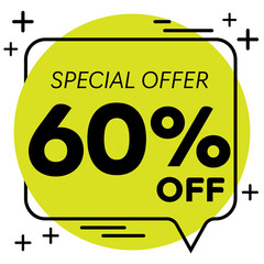 60% off - Colorful balloon with discount tag and special offer