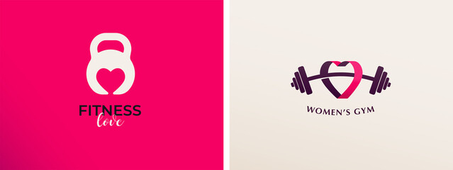 Fitness, Gym, workout and personal trainer logo. Trendy modern style symbol and icon