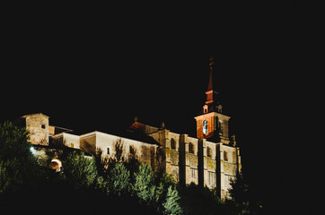 Colegiata de san Pedro illuminated at night Lerma, Burgos, Castilla y León, Spain