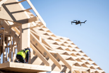 Fototapeta Drone and construction obraz