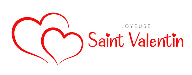 Fototapeta na wymiar French text: Joyeuse Saint Valentin. Happy Valentine's Day, vector 