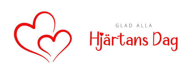 Swedish text: Glad Alla Hjärtans Dag. Happy Valentine's Day, vector
