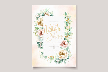 hand drawn peonies wedding invitation card set