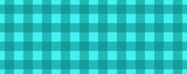 Banner, plaid pattern. Cyan on Teal color. Tablecloth pattern. Texture. Seamless classic pattern background.