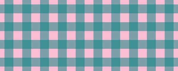 Banner, plaid pattern. Pink on Teal color. Tablecloth pattern. Texture. Seamless classic pattern background.