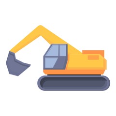 Mining excavator icon cartoon vector. Work mine. Construction work