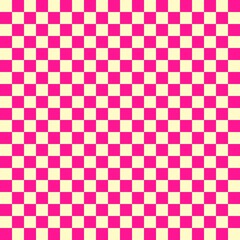 Two color checkerboard. Deep pink and Beige colors of checkerboard. Chessboard, checkerboard texture. Squares pattern. Background.