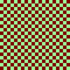 Two color checkerboard. Maroon and Pale Green colors of checkerboard. Chessboard, checkerboard texture. Squares pattern. Background.
