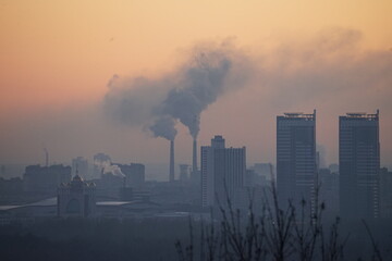 Fototapeta na wymiar time lapse of smoke from factory