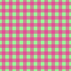 Plaid pattern. Pale Green on Deep pink color. Tablecloth pattern. Texture. Seamless classic pattern background.