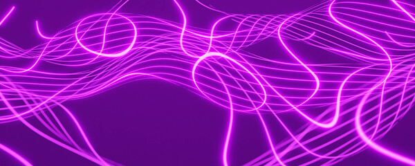 violet neon glowing laser abstract organic curve lines blur background wallpaper 3d render illustration