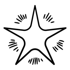Sketch star. Cute star shape, black starburst doodle sign for christmas decoration isolated