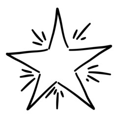 Sketch star. Cute star shape, black starburst doodle sign for christmas decoration isolated