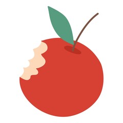 Red apple falling down with different things. Red apple fly, isolated Red apple fall, vector concept