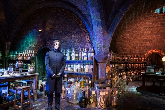 London, England – July 21, 2016: Severus Snape’s Potion classroom at The Making of Harry Potter at Warner Bros. Studio Tour London.