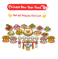 Chinese New Year Food Vector.