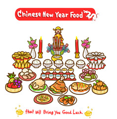 Chinese New Year Food Vector.