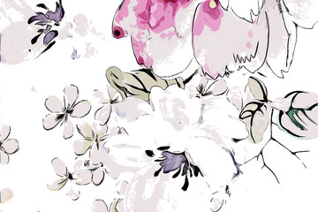 Abstract elegant rose peony flower bouquet illustration
