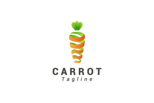 Carrot 3d Ribbon Realistic Logo