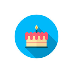birthday cake icon, vector illustration. Flat design style with long shadow,eps10