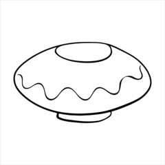 Creative vase in the style of doodles. Design element, interior item, vessel for flowers, water. Black outline. Vector illustration. Element for greeting cards, posters, stickers and seasonal design.