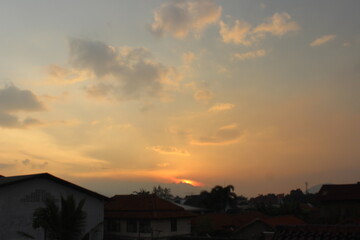 Orange Sunset. Beautiful Dawn. Space for Text