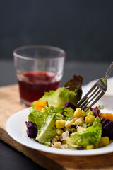 Fresh vegetables and cereal salad. Healthy and Vegetarian Meal