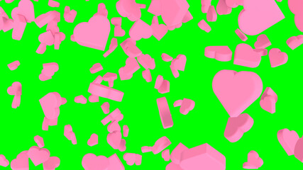 降ってくるハート（グリーンバック）