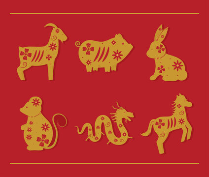 six chinese zodiac animals