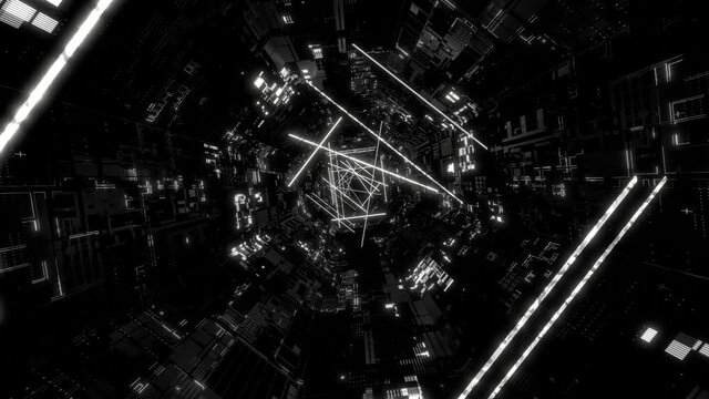 VJ トンネル レーザー 宇宙 白黒 [ループ対応] [別Verあり]