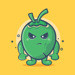 mad coconut character mascot isolated cartoon in flat style design