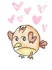 cute bird cartoon on white background