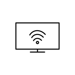 Smart tv icon. Wi Fi sign. Network symbol. Modern device. Technology background. Vector illustration. Stock image. 