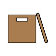 Archive box icon. Open brown sign. Office element. Simple design. Isolated object. Vector illustration. Stock image. 