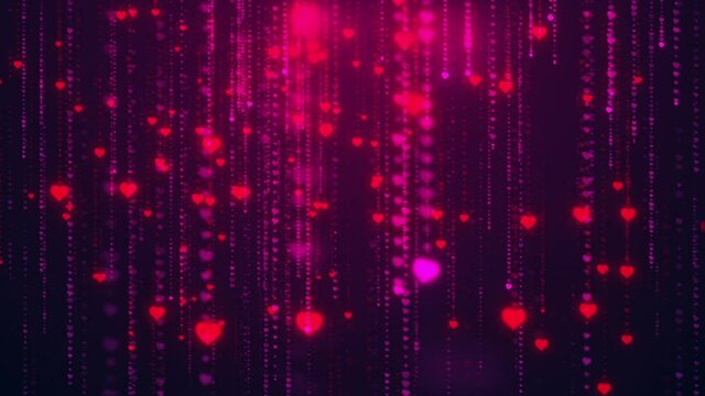 This stock motion graphics shows bright red hearts in motion. This background will decorate your projects related to wedding, love story, Valentine's day, love.