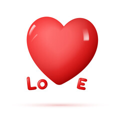 Lettering love with a big red heart.