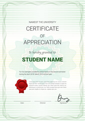 Certificate or diploma template with guilloche style in vector illustration.