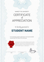 Certificate or diploma template with guilloche style in vector illustration.