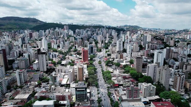 Aerial view of the city of Belo Horizonte, in Minas Gerais, Brazil. 4K.