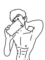 black and white of cute man cartoon for coloring