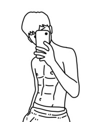 black and white of cute man cartoon for coloring