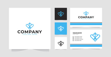 Letter B and B with Love Logo Design Template and business card
