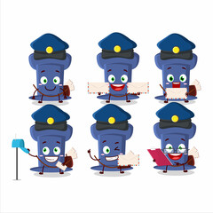 A picture of cheerful blue push pin postman cartoon design concept