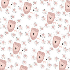 Hand drawn seamless pattern abstract cute lion cartoon premium vector 
for kids and baby. Print on t shirts, fabric, linen, textile and wallpaper background