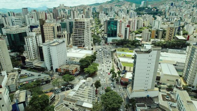 Aerial view of the city of Belo Horizonte, in Minas Gerais, Brazil. 4K.