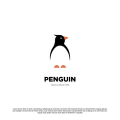 Obraz premium Simple minimal penguin logo design vector.