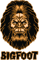 stylized mascot design of the legendary bigfoot